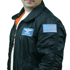 Chaqueta Bomber Parches Azules
