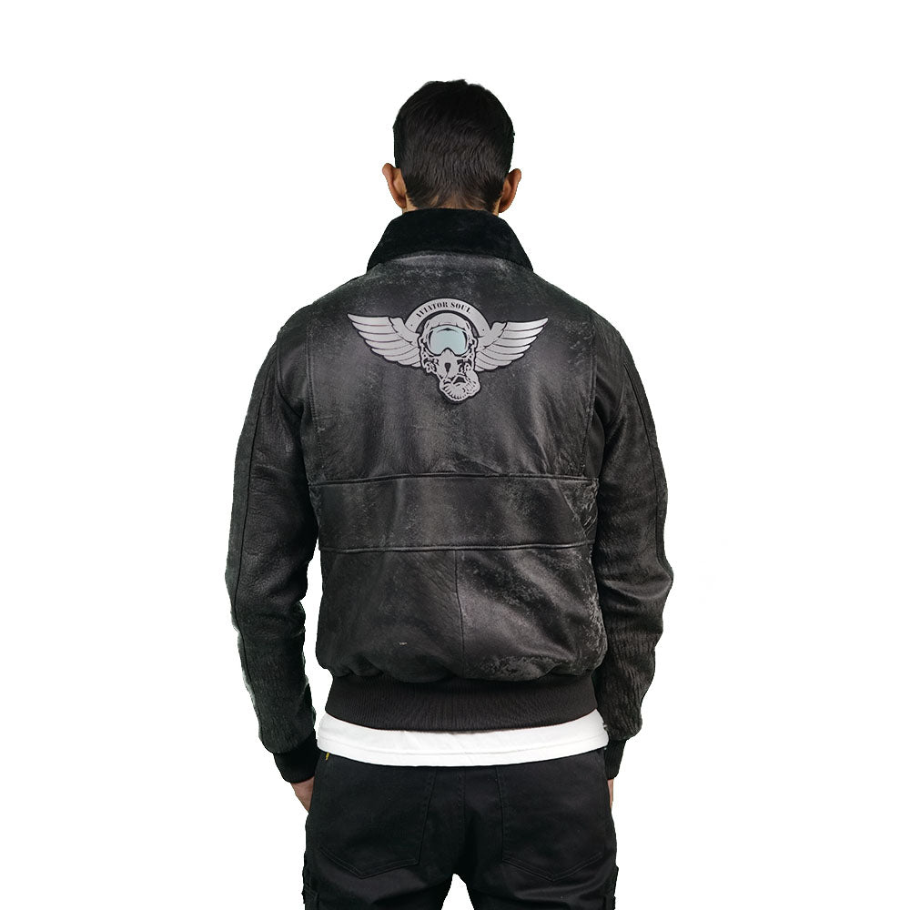 Black leather jacket