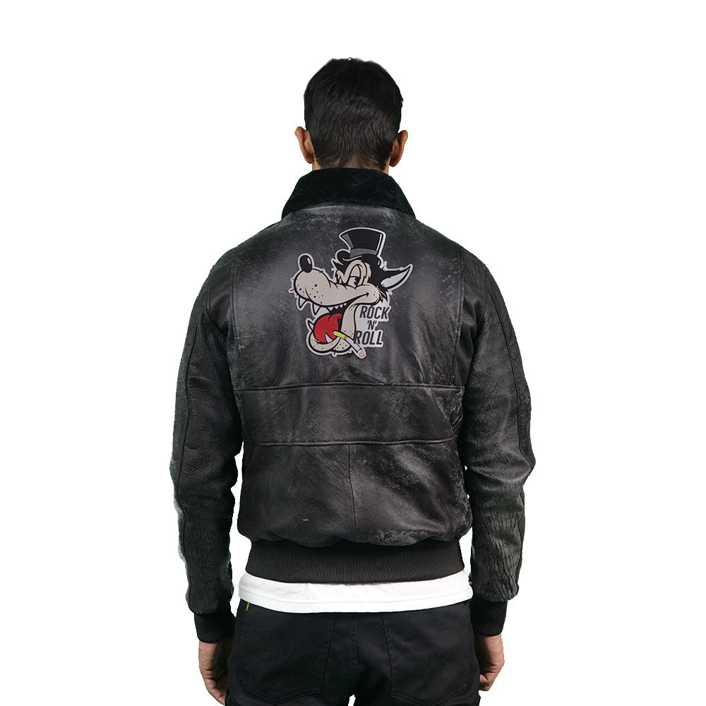 Black leather jacket