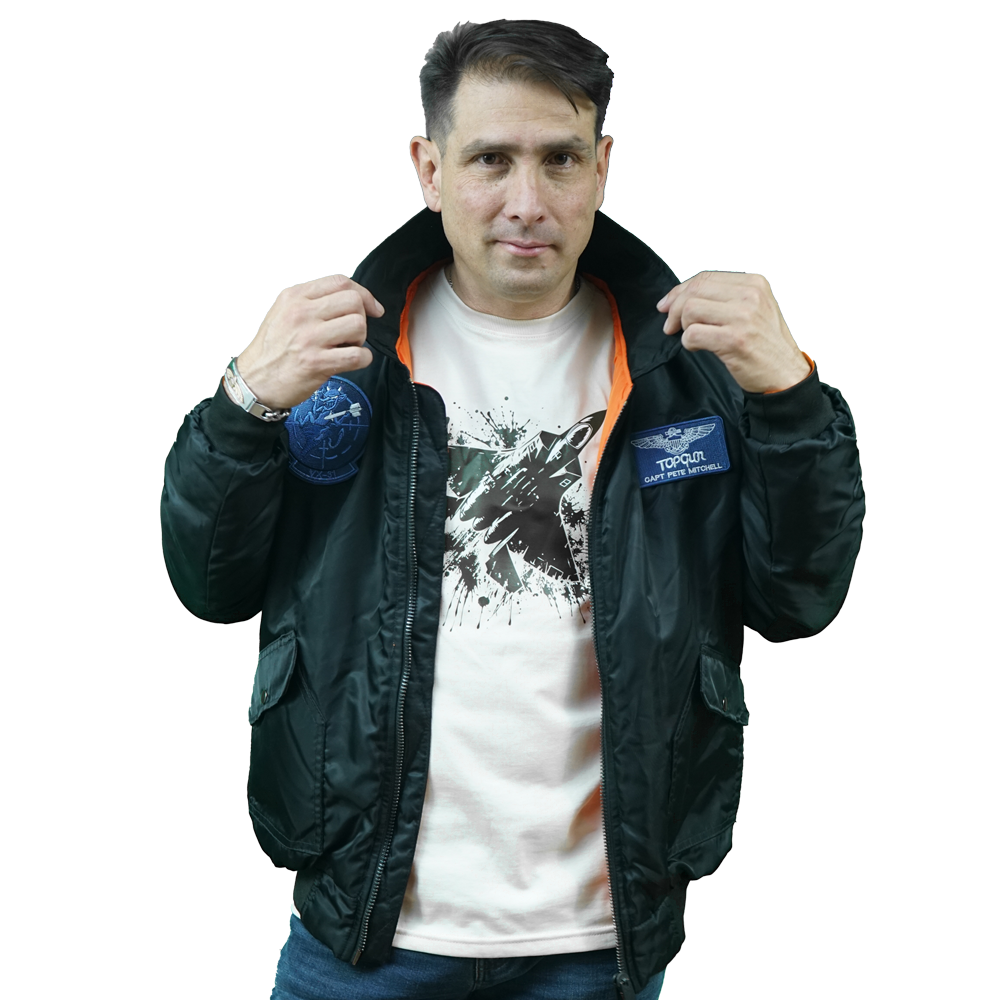 Chaqueta Bomber Parches Azules