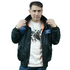 Chaqueta Bomber Parches Azules