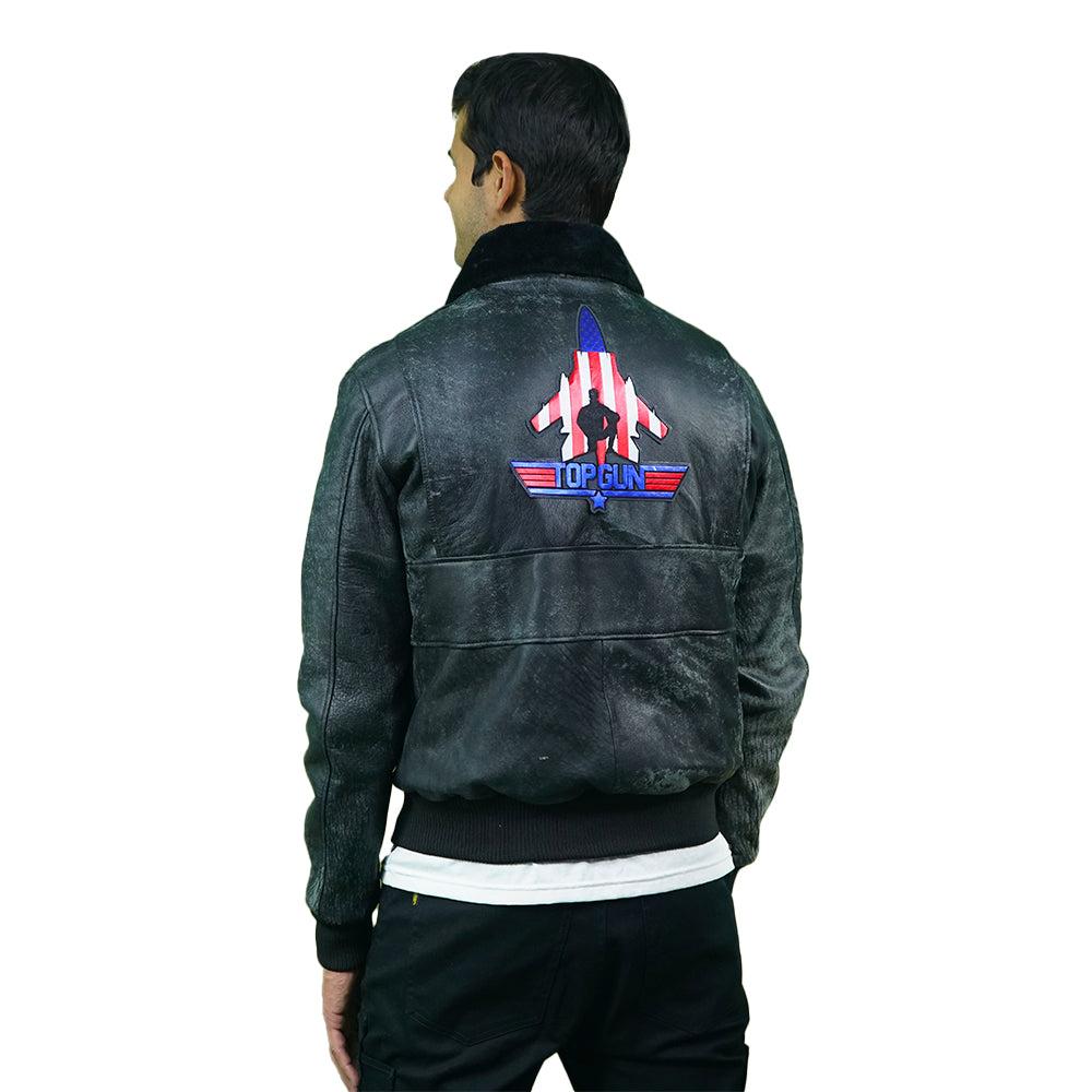 Black bomber jacket with patch