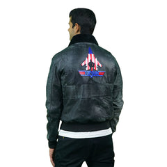 Black bomber jacket with patch