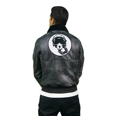 Black bomber jacket with patch