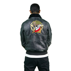Black bomber jacket with patch
