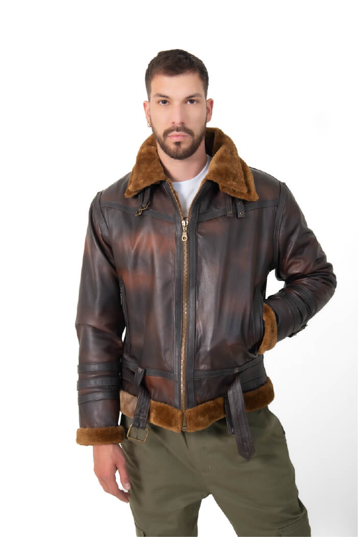Chaqueta de Cuero para Hombre G1 Piloto Militar Britanica