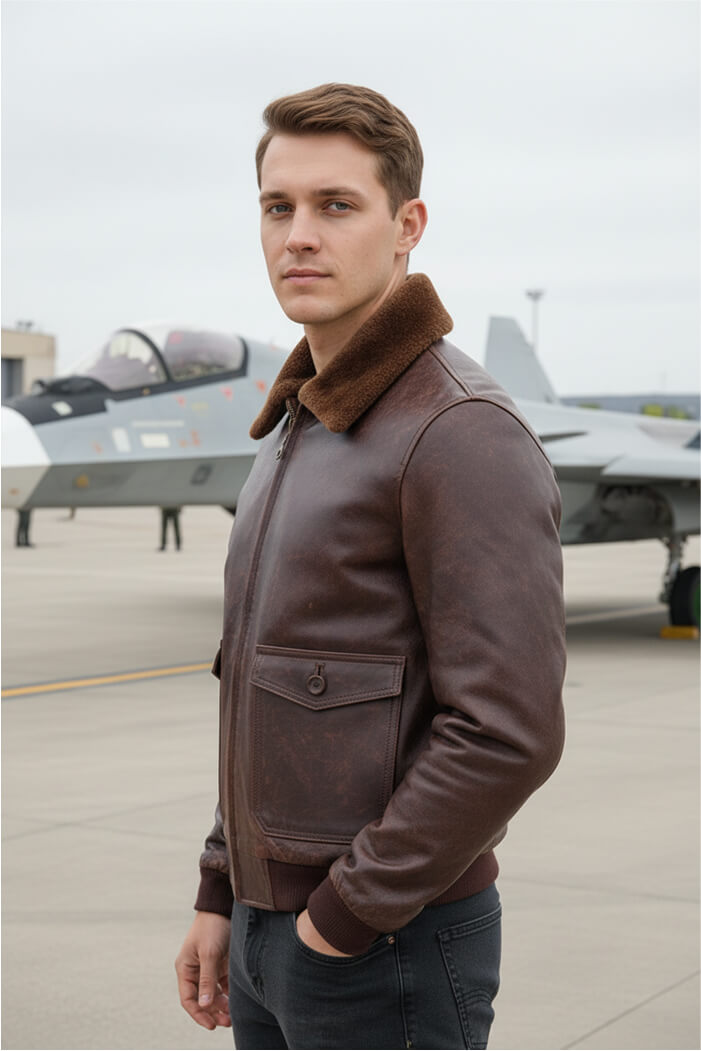 Chaqueta G1 Héroe de Película Rojiza Envejecida