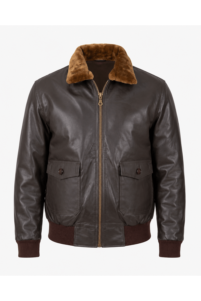chaqueta de cuero g1 piloto militar café
