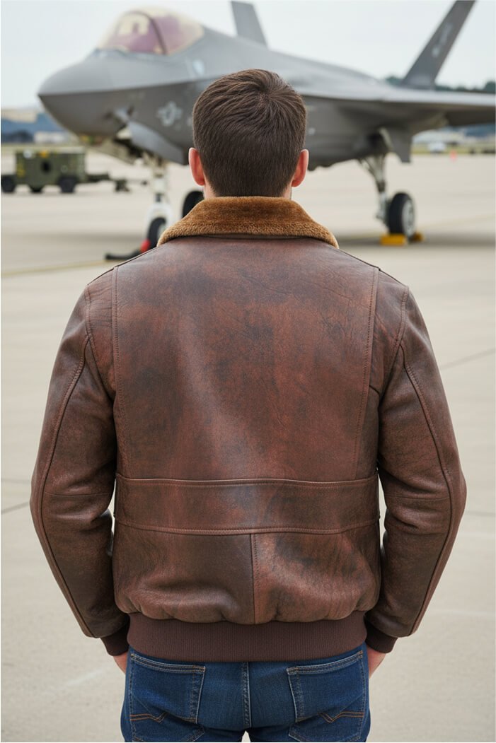 Chaqueta G1 Héroe de Película Rojiza Envejecida